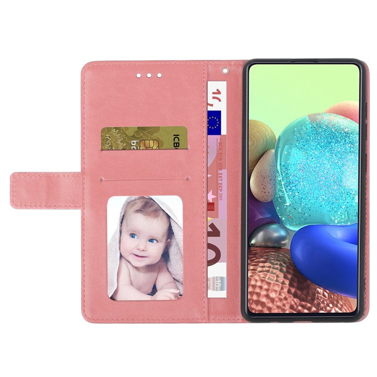 Shockproof Phone Case For Oppo A57 4G / A57s 4G / A57 (2022) 5G / A77 5G / 4G / Realme Narzo 50 5G, HT01 Wallet Stand Imprinted Y-Shaped Lines PU Leather Cover with Strap - Pink
