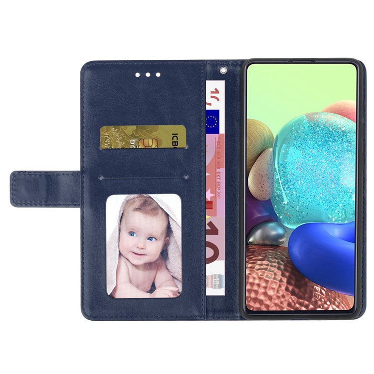 Shockproof Phone Case For Oppo A57 4G / A57s 4G / A57 (2022) 5G / A77 5G / 4G / Realme Narzo 50 5G, HT01 Wallet Stand Imprinted Y-Shaped Lines PU Leather Cover with Strap - Blue