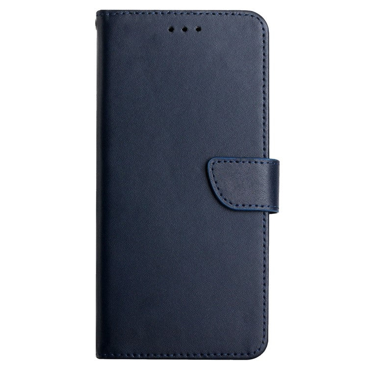 HT02 For Motorola Edge 30 Neo 5G Nappa Texture Genuine Leather Protective Case Wallet Stand Full Protection Phone Cover - Blue