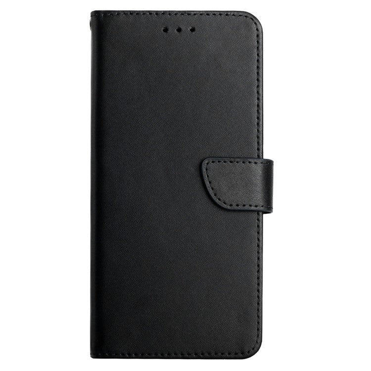 For Motorola Edge 30 Fusion 5G HT02 Nappa Texture Genuine Leather Wallet Case Stand Magnetic Closure Solid Color Cover - Black