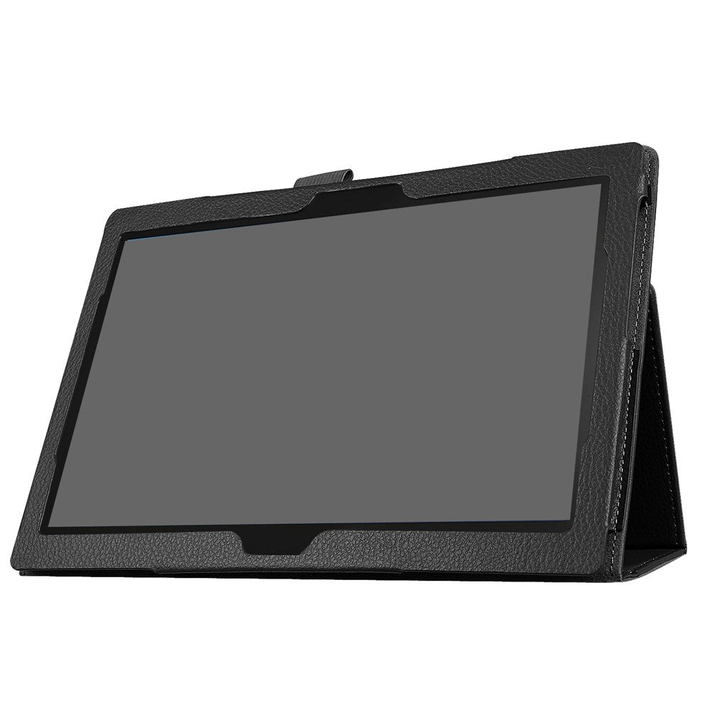 Universal Litchi Grain Leather Stand Shell Case for Lenovo Tab 4 10 Plus / Tab 4 10 - Black