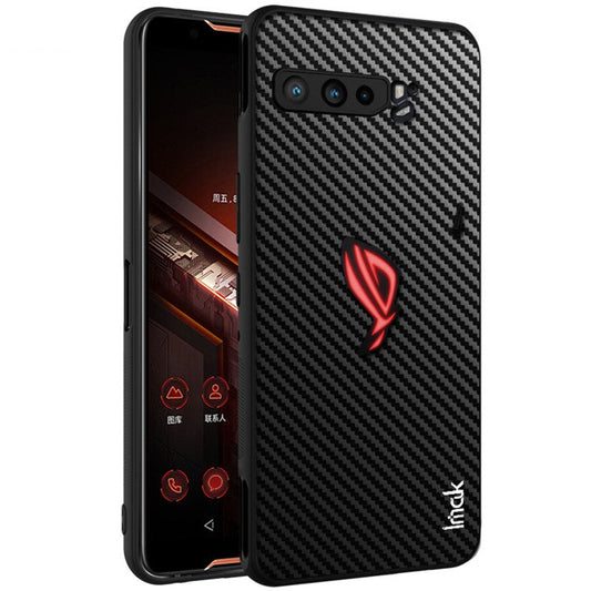 IMAK LX-5 Series for Asus ROG Phone 3 ZS661KS/Phone 3 Strix PU Leather+ PC + TPU Case with Screen Film - Carbon Fiber Texture