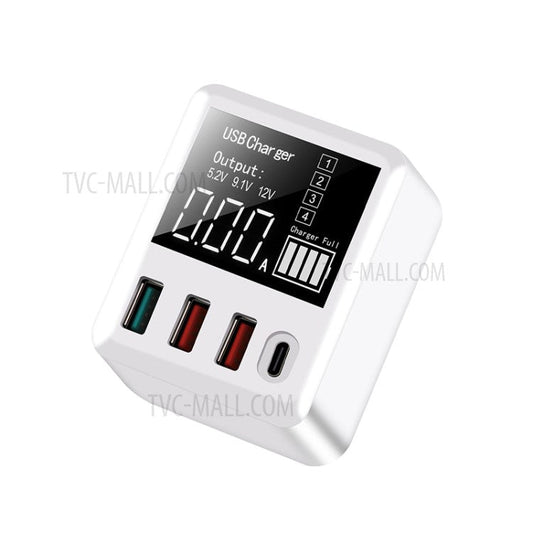 A9T+ USB+Type C 4-Port 40W Quick Charge Wall Adapter PD QC 3.0 Fast Charger with LCD Display - AU Plug