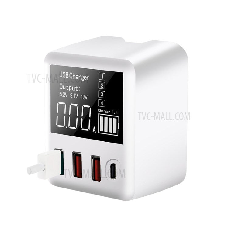 A9T 4-Port USB+Type C 40W Quick Charge QC 3.0 Wall Charger Mobile Phone Adapter - UK Plug