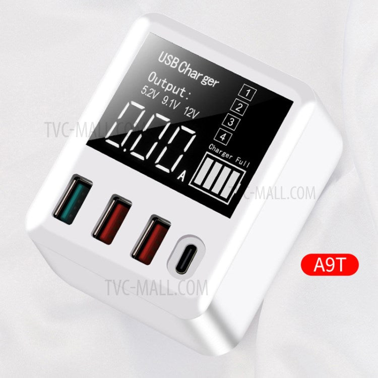 A9T 4-Port USB+Type C 40W Quick Charge QC 3.0 Wall Charger Mobile Phone Adapter - UK Plug