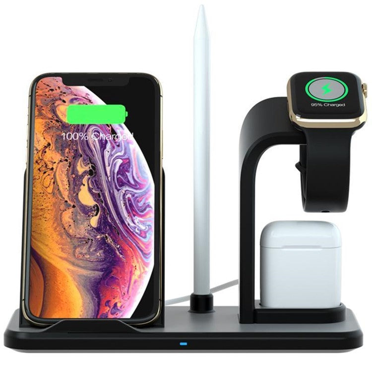 N35 Three-in-one Wireless Charger Stand for Apple Watch/iPhone/AirPods (Not Support FOD Function) - Black