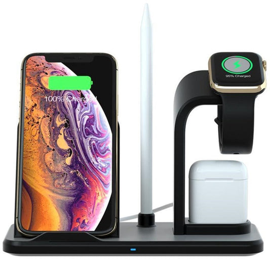 N35 Three-in-one Wireless Charger Stand for Apple Watch/iPhone/AirPods (Not Support FOD Function) - Black