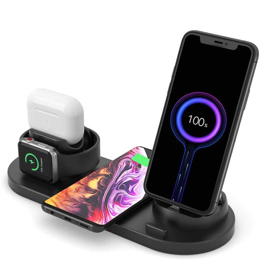 UD15-C 3-in-1 Multifunctional Wireless Charger Charging Dock Station Holder Stand for Apple iPhone/Android Device /Type-C Device - Black