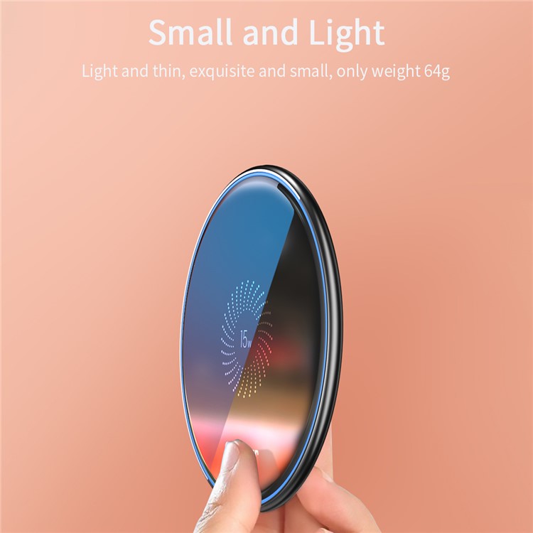 ESSAGER Mirror Series 15W Desktop Quick Charger Wireless Charging Pad (with 1m Type-C Cable) - White