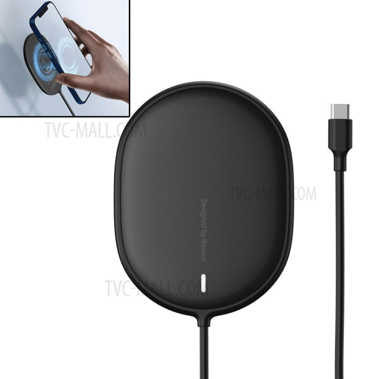 BASEUS CW-HW Light Magnetic Wireless Charger with Type-C Cable for iPhone 12 Series Phones - Black
