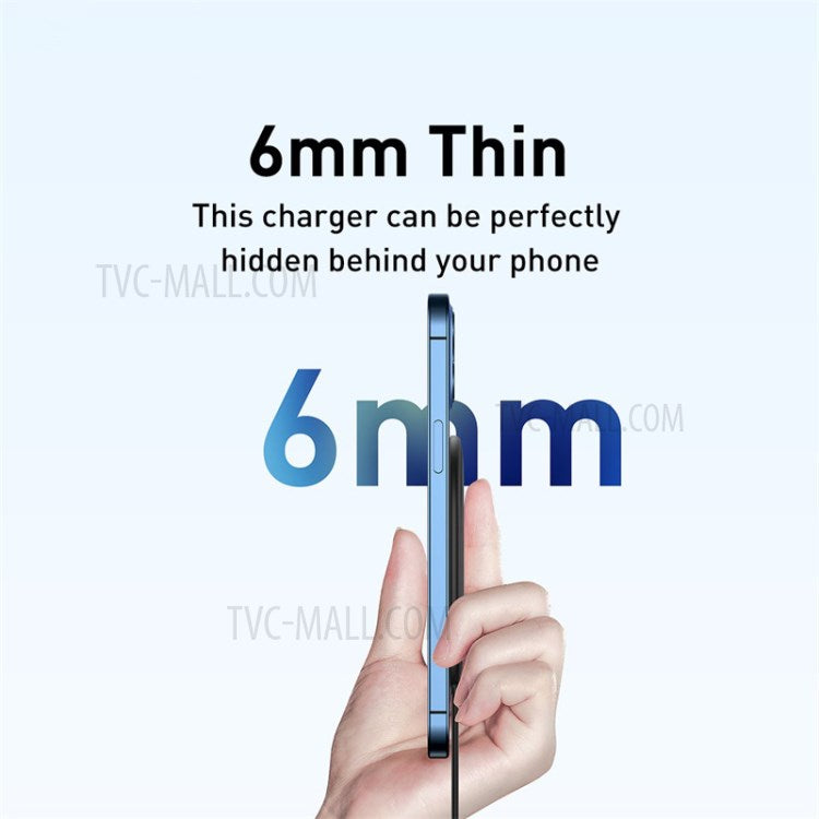 BASEUS CW-HW Light Magnetic Wireless Charger with Type-C Cable for iPhone 12 Series Phones - Black