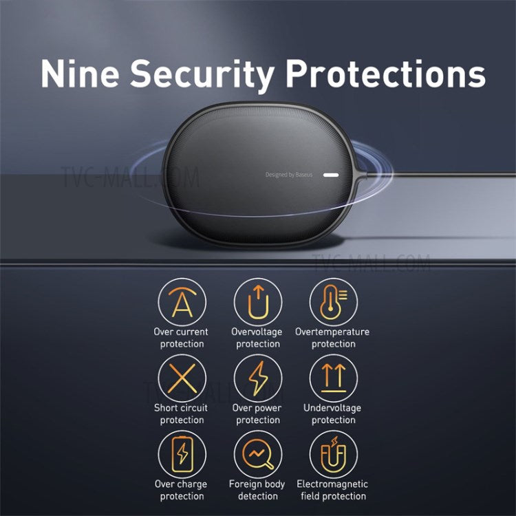 BASEUS CW-HW Light Magnetic Wireless Charger with Type-C Cable for iPhone 12 Series Phones - Black