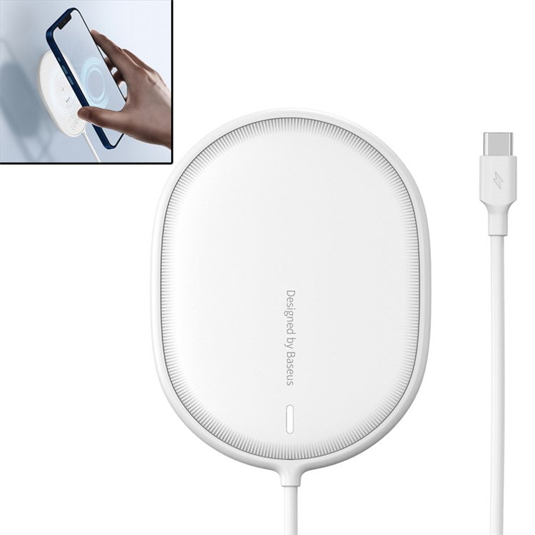 BASEUS CW-HW Light Magnetic Wireless Charger with Type-C Cable for iPhone 12 Series Phones - White
