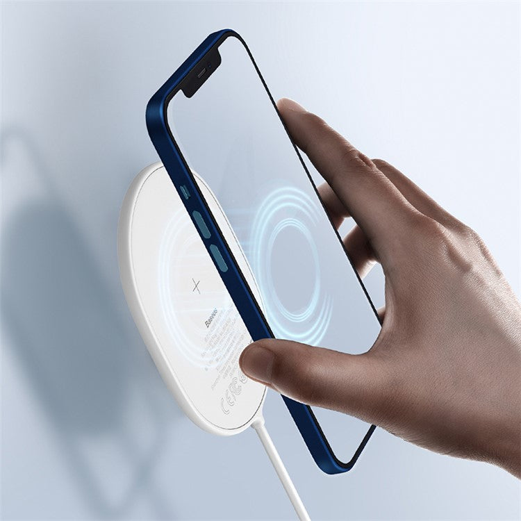 BASEUS CW-HW Light Magnetic Wireless Charger with Type-C Cable for iPhone 12 Series Phones - White