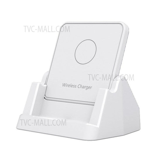 928 15W Vertical Wireless Charger Mobile Phone Desktop Qi Fast Charging Dock Stand - White