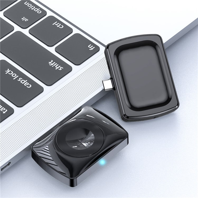 JJT-997 2 in 1 Watch Wireless Charger Type-C Double-sided Wireless Charging Dock for Apple Watch 1-7/SE Series/AirPods 2/3/Pro - Black