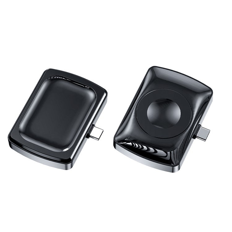 JJT-997 2 in 1 Watch Wireless Charger Type-C Double-sided Wireless Charging Dock for Apple Watch 1-7/SE Series/AirPods 2/3/Pro - Black
