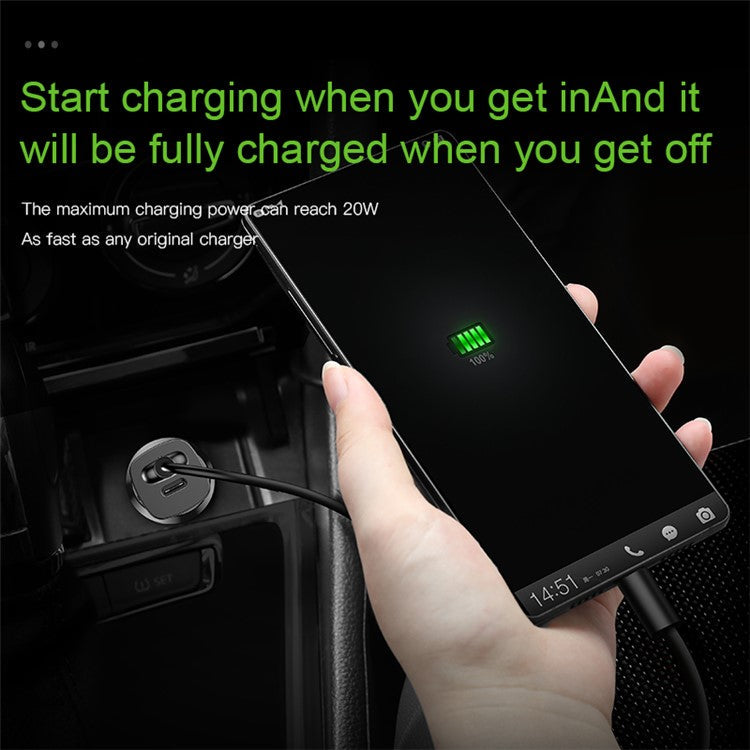 BASEUS PPS BS-C15C Smart Car Charger Type-C PD + USB Quick Charging Car Adapter - Black