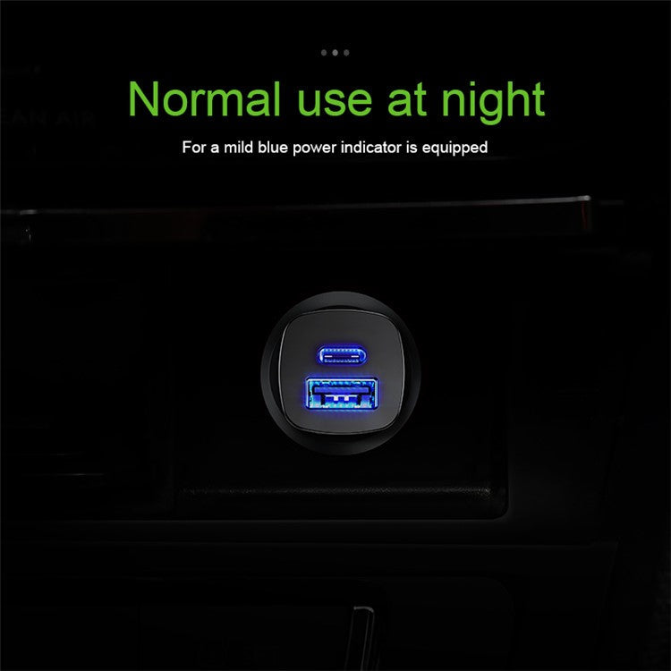 BASEUS PPS BS-C15C Smart Car Charger Type-C PD + USB Quick Charging Car Adapter - Black