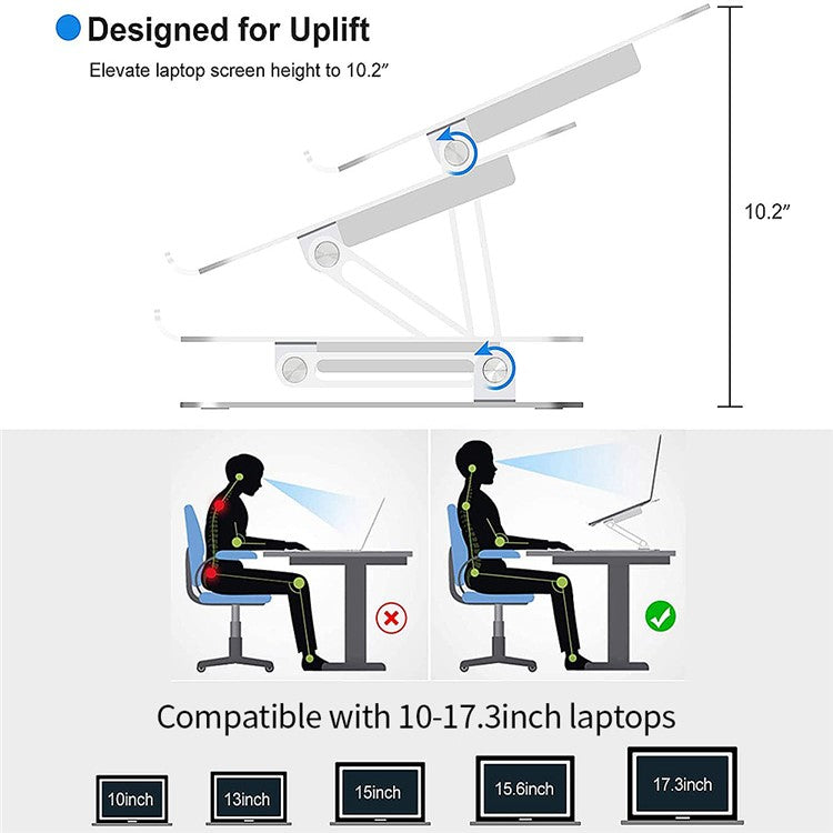Foldable Laptop Cooler Angle Adjustable Stand Holder with Cooling Fan for 10-17.3inch Notebook