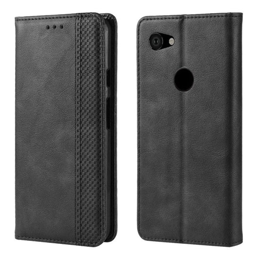 Vintage Style Auto-absorbed PU Leather Protection Cell Phone Case for Google Pixel 3a - Black