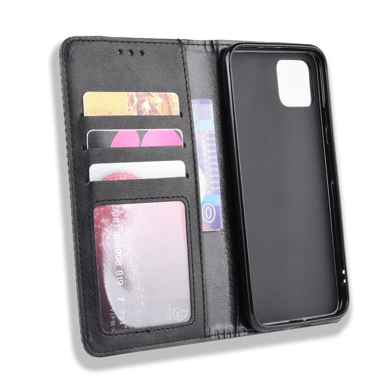 Auto-absorbed Vintage Style PU Leather Wallet Cover Case for Google Pixel 4 XL - Black