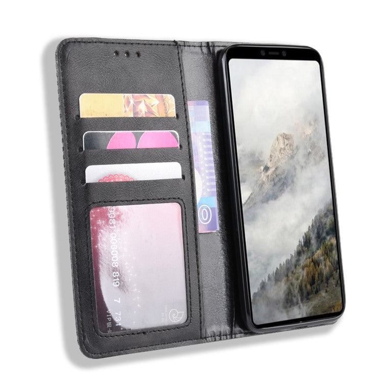 Auto-absorbed Vintage Style PU Leather Wallet Cover Case for Google Pixel 4 XL - Black
