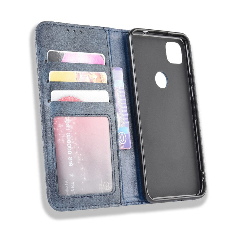 Retro Magnetic Leather with Wallet Phone Cover for Google Pixel 4a - Blue