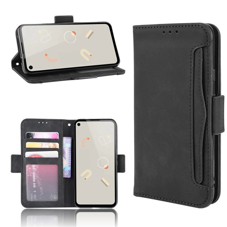 Multiple Card Slots Leather Wallet Stand Shell for Google Pixel 4A  - Black