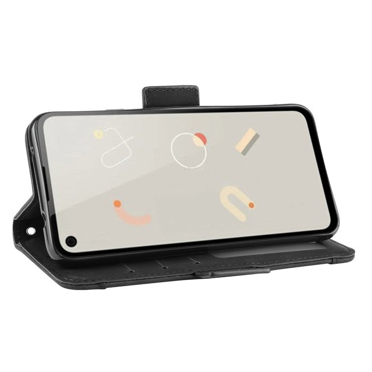Multiple Card Slots Leather Wallet Stand Shell for Google Pixel 4A  - Black