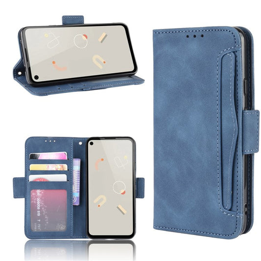 Multiple Card Slots Leather Wallet Stand Shell for Google Pixel 4A  - Blue