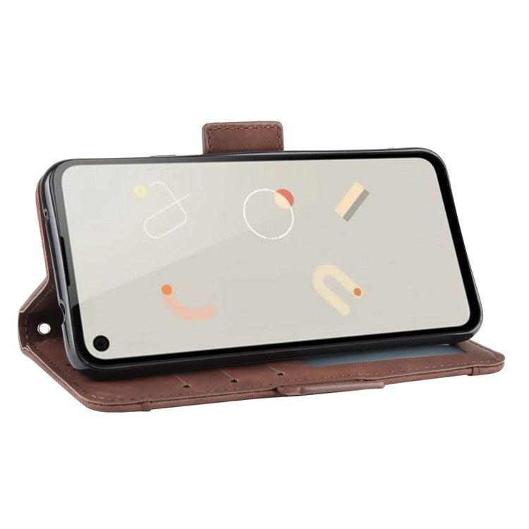 Multiple Card Slots Leather Wallet Stand Shell for Google Pixel 4A  - Brown