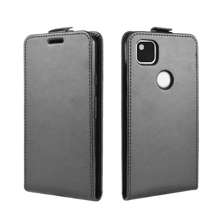 Crazy Horse Vertical Flip Leather Phone Case for Google Pixel 4a - Black