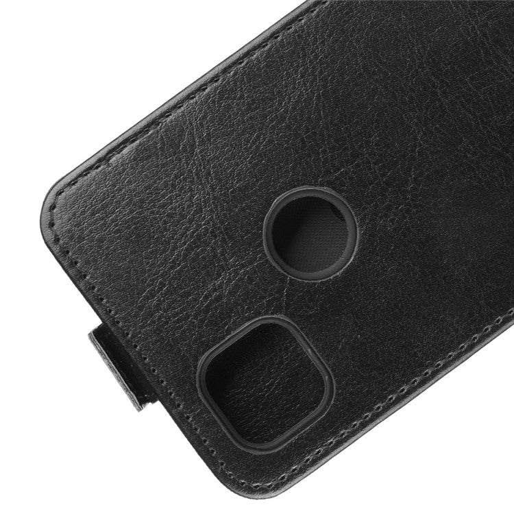Crazy Horse Vertical Flip Leather Phone Case for Google Pixel 4a - Black