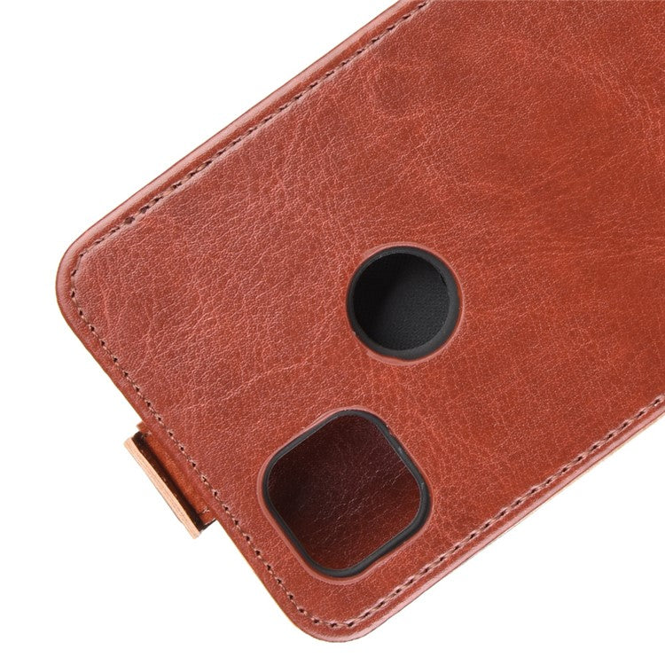 Crazy Horse Vertical Flip Leather Phone Case for Google Pixel 4a - Brown