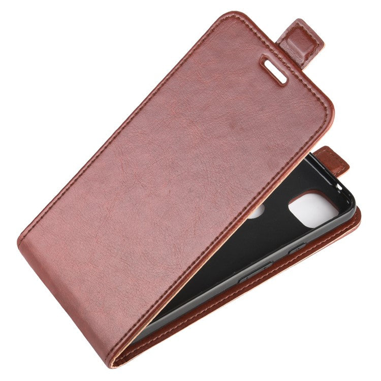 Crazy Horse Vertical Flip Leather Phone Case for Google Pixel 4a - Brown