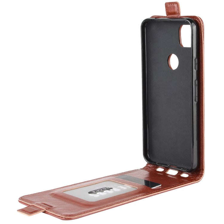 Crazy Horse Vertical Flip Leather Phone Case for Google Pixel 4a - Brown
