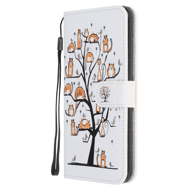 Cross Texture Pattern Printing Leather Wallet Stand Cover with Strap for Google Pixel 4a - Animal Tree