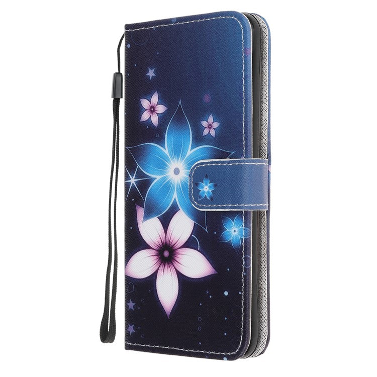Cross Texture Pattern Printing Leather Wallet Stand Cover with Strap for Google Pixel 4a - Flower