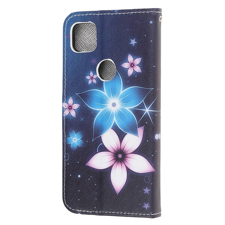 Cross Texture Pattern Printing Leather Wallet Stand Cover with Strap for Google Pixel 4a - Flower