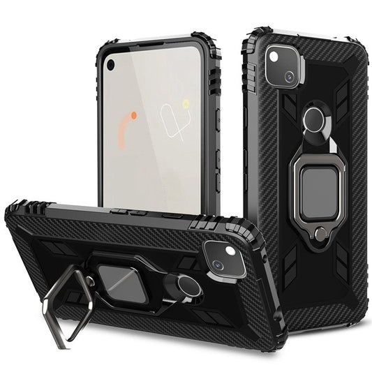 Finger Ring Kickstand TPU Case Mobile Phone Protective Shell for Google Pixel 4a - Black