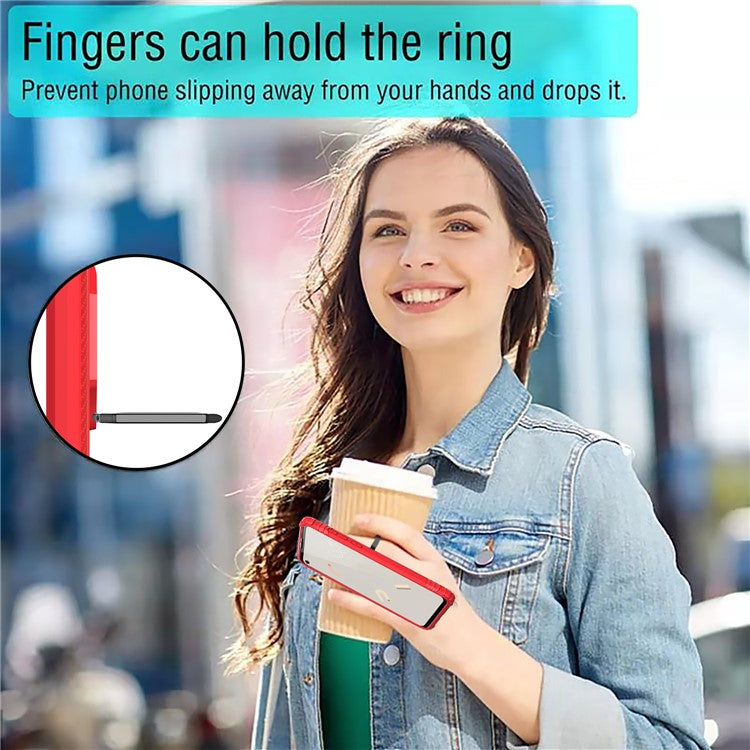Finger Ring Kickstand TPU Case Mobile Phone Protective Shell for Google Pixel 4a - Red