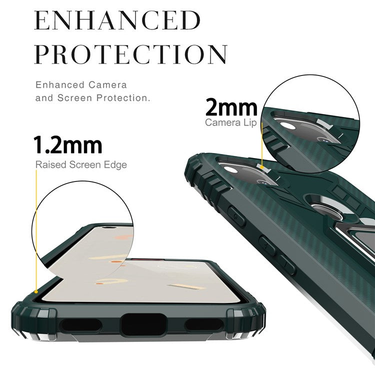 Finger Ring Kickstand TPU Case Mobile Phone Protective Shell for Google Pixel 4a - Green