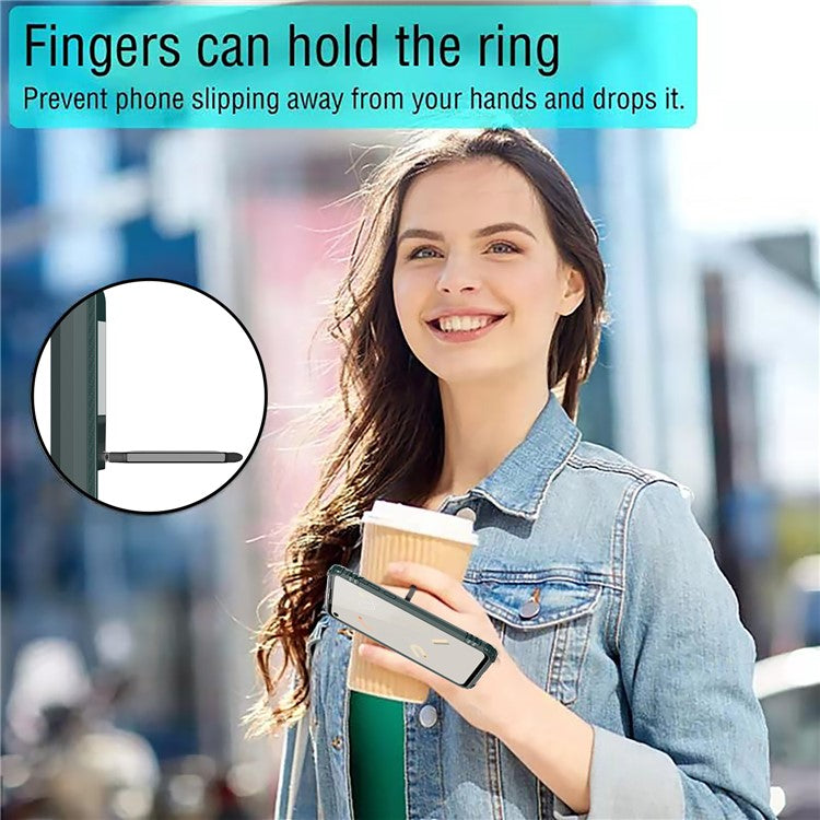 Finger Ring Kickstand TPU Case Mobile Phone Protective Shell for Google Pixel 4a - Green