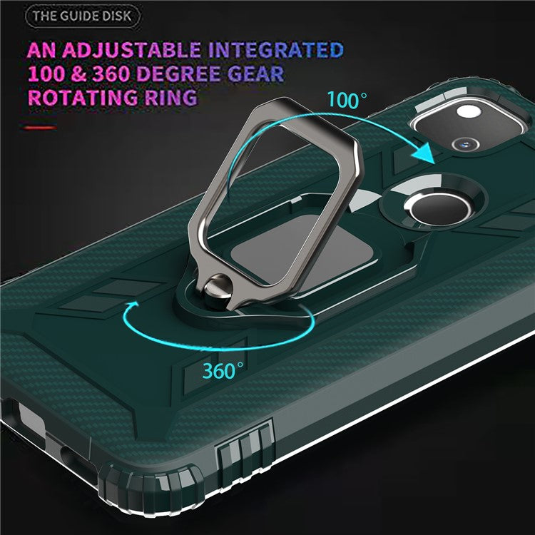 Finger Ring Kickstand TPU Case Mobile Phone Protective Shell for Google Pixel 4a - Green