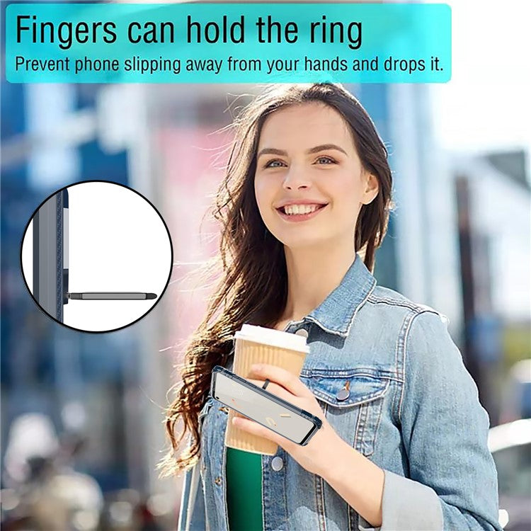 Finger Ring Kickstand TPU Case Mobile Phone Protective Shell for Google Pixel 4a - Blue