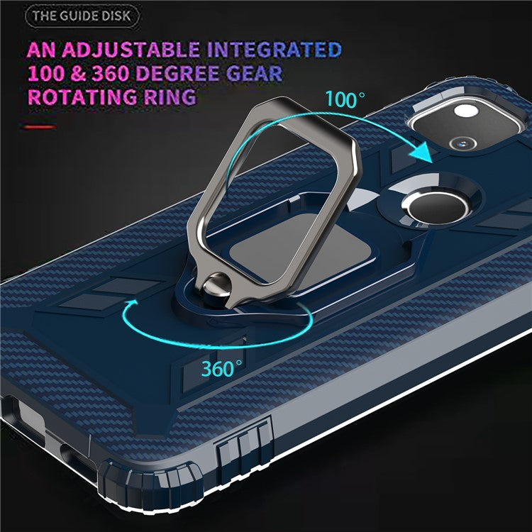 Finger Ring Kickstand TPU Case Mobile Phone Protective Shell for Google Pixel 4a - Blue