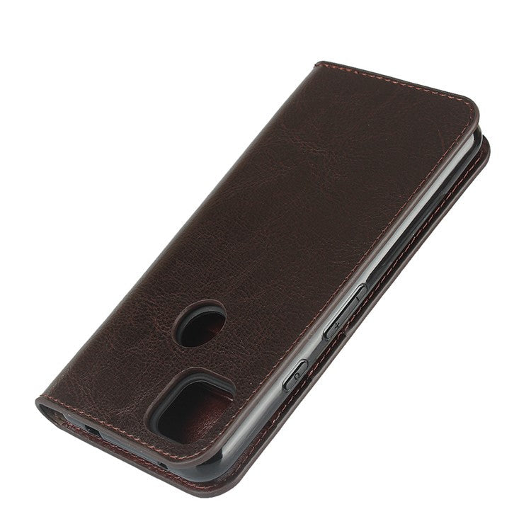 Crazy Horse Skin Genuine Leather Shell for Google Pixel 4a - Coffee