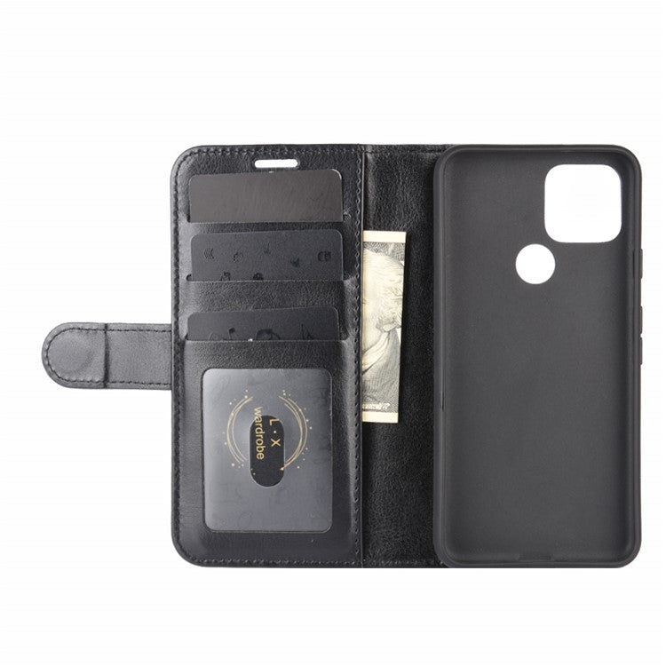 Crazy Horse Wallet Shell Stand Leather Mobile Phone Cover for Google Pixel 4a 5G/Pixel 5XL - Black