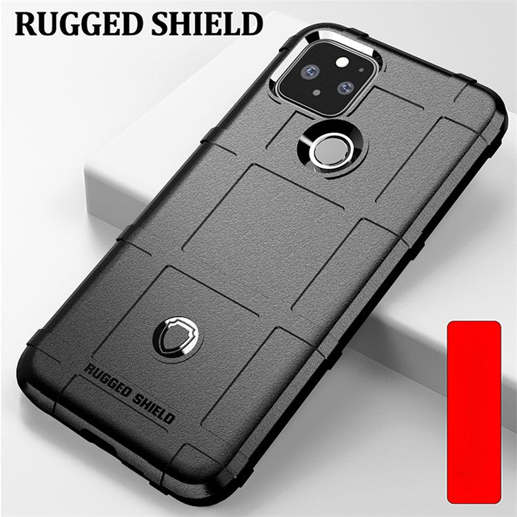 Anti-shock Square Grid Texture Thicken TPU Case for Google Pixel 5 - Black